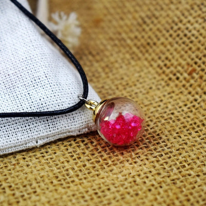 Dried Flower in Waterdrop Necklace & Bracelet Set
