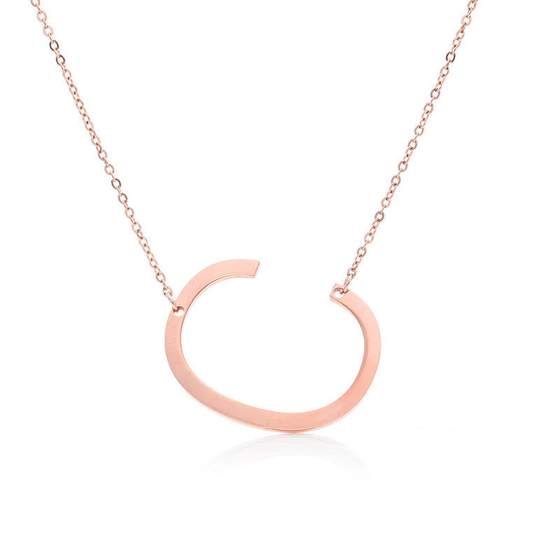 Big Initial Letter Pendant Necklace, Gold Silver, and Rose Gold