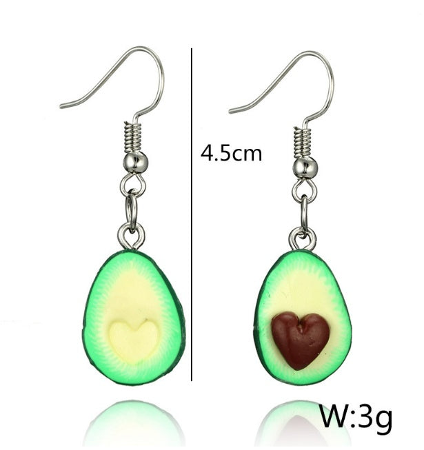 Handmade Avocado Halves Necklace & Earrings Set