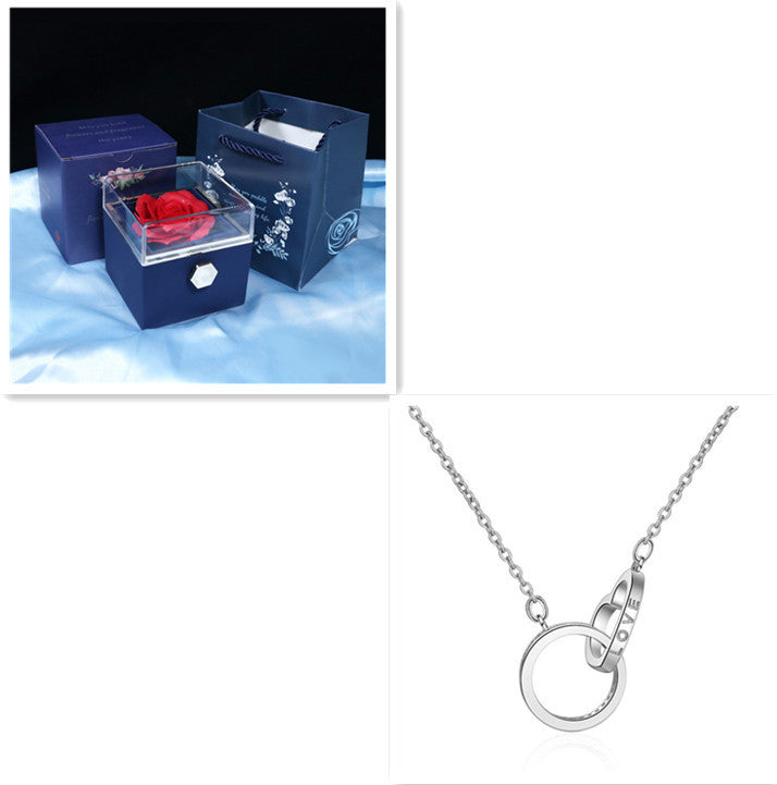 Ring Through Heart Interlocking Pendant Necklace