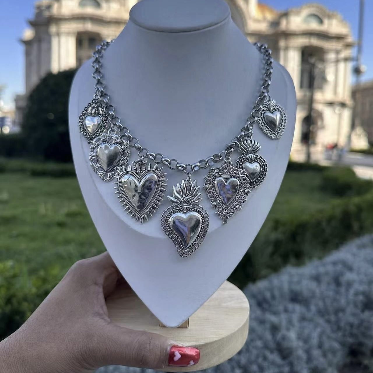 Vintage Sacred Heart Pendant Necklace