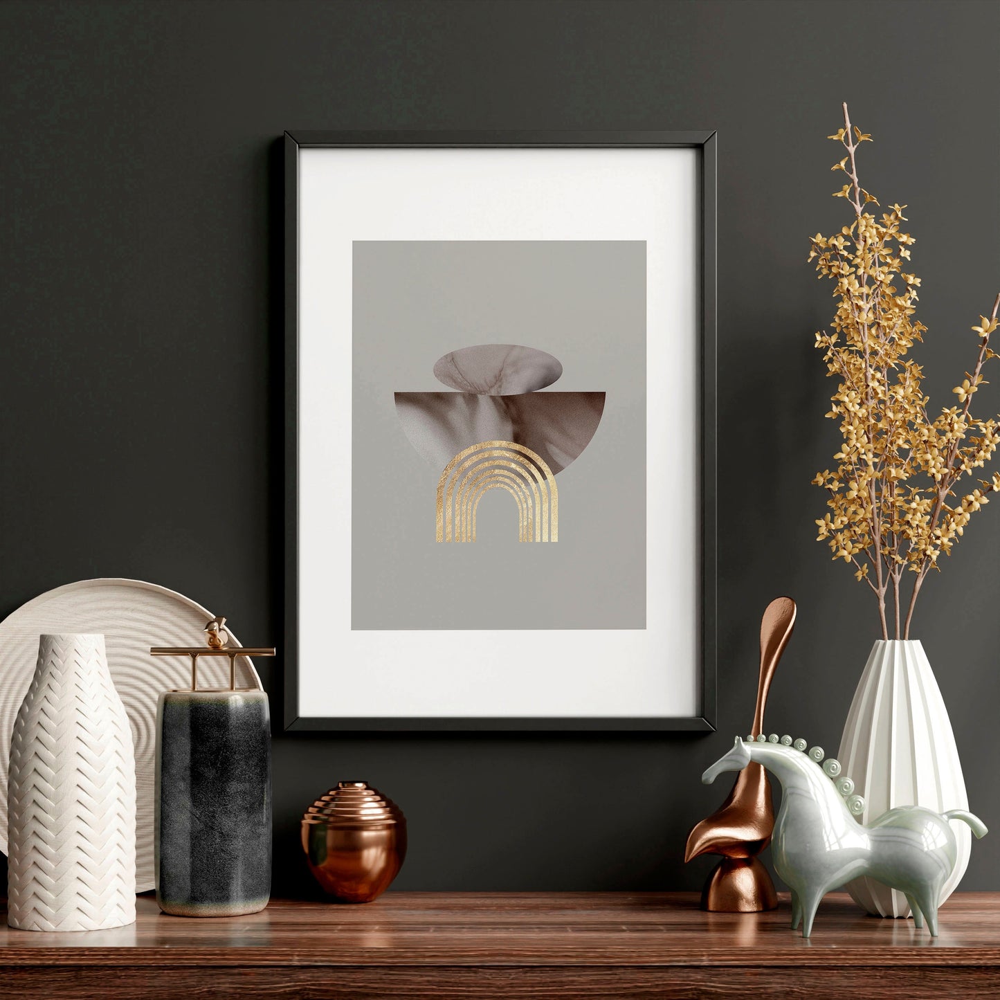 Framed large wall art | set of 3 Modern mid century wall art