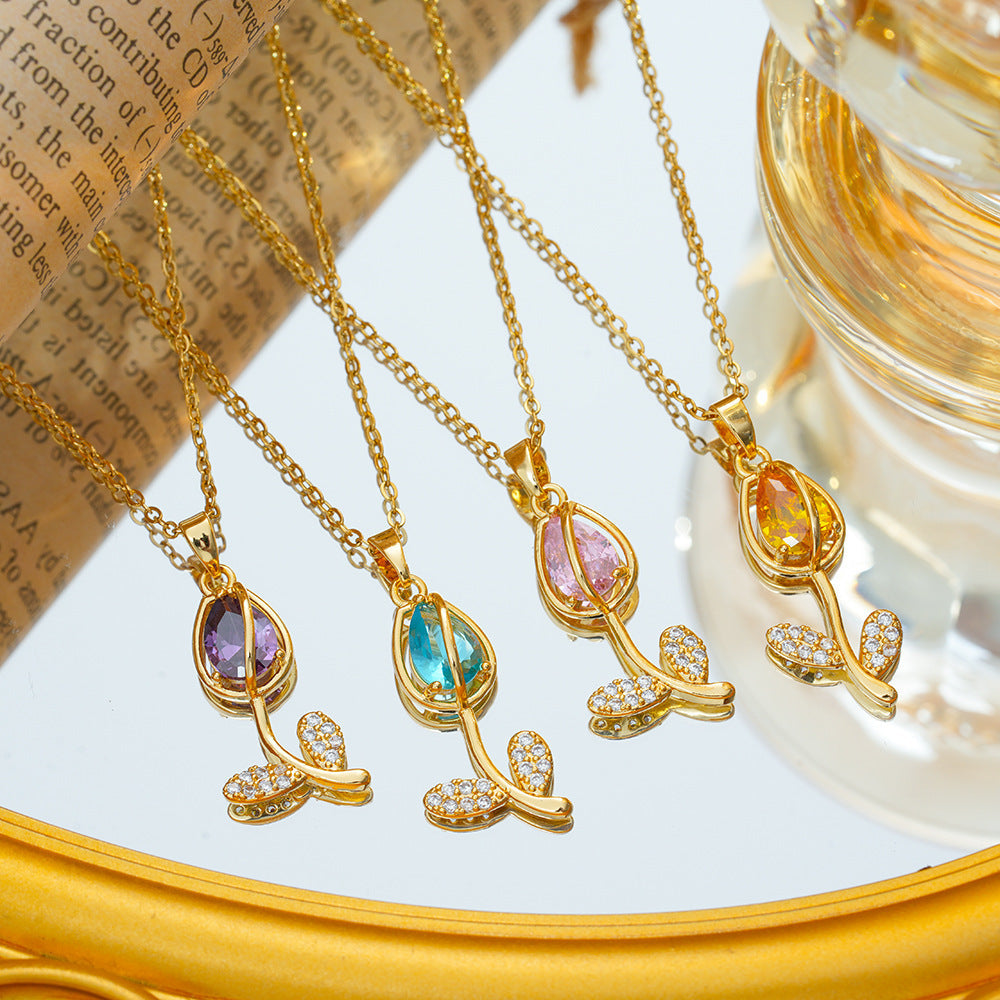Zircon Tulip Necklace for Women