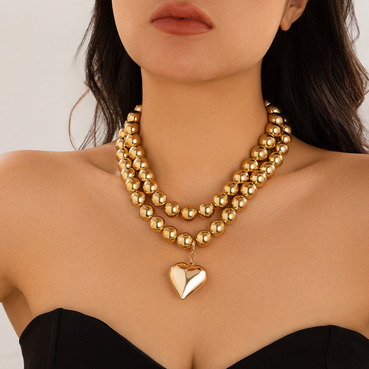 Ornament Pearl Heart Clavicle Chain Necklace