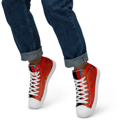 Half Black Half Hónghǎi - Mens High-Top Canvas Shoes
