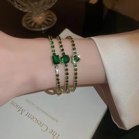 Zircon Square & Heart Bracelets