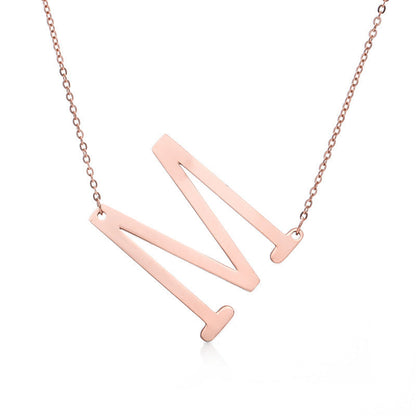 Big Initial Letter Pendant Necklace, Gold Silver, and Rose Gold