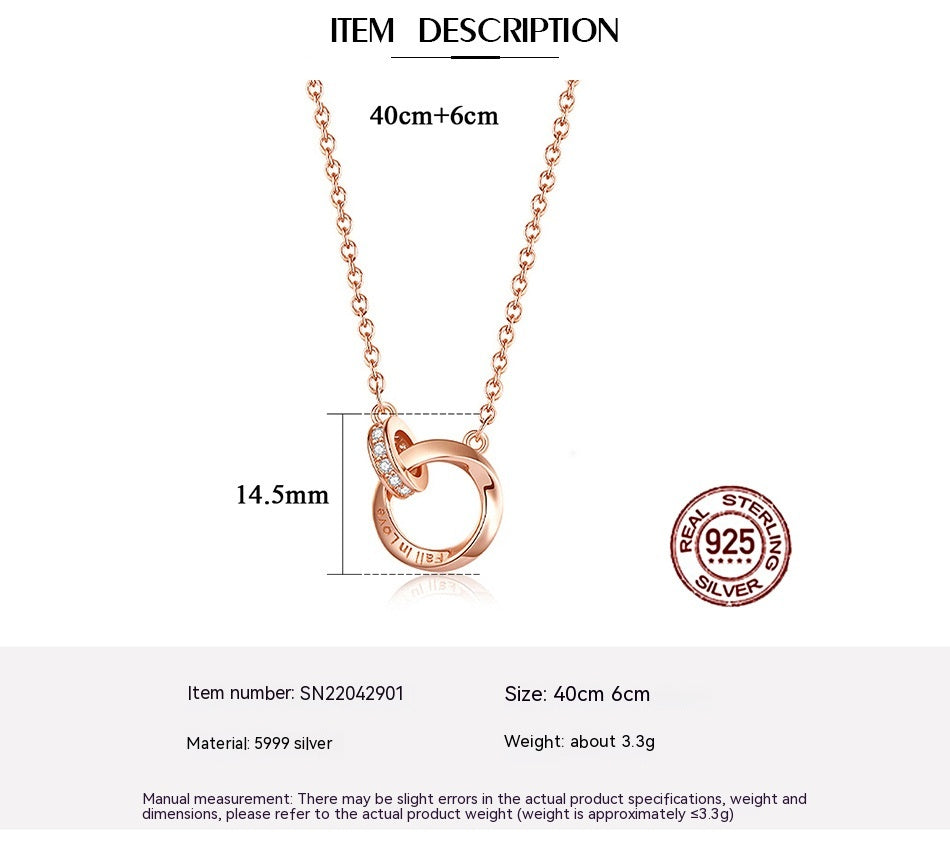 Interlocking Ring Silver Mobius Strip Necklace