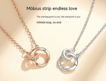 Interlocking Ring Silver Mobius Strip Necklace
