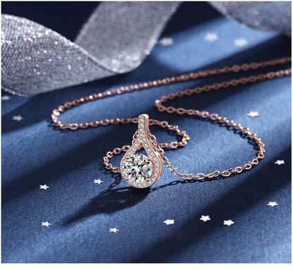 Silver Moissanite Water Drop Pendant Necklace