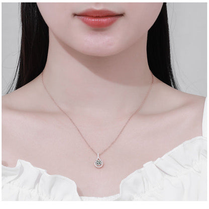 Silver Moissanite Water Drop Pendant Necklace