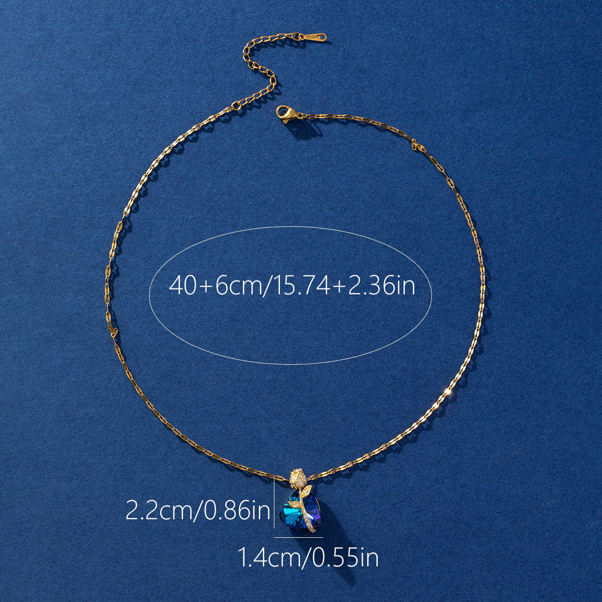 Sapphire Gold Heart Shape Pendant Necklace