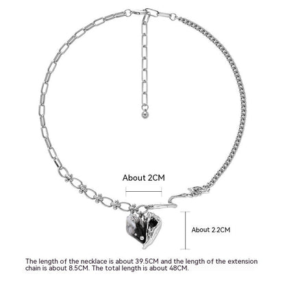 Pleated Heart Pendant Necklace
