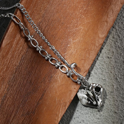 Pleated Heart Pendant Necklace