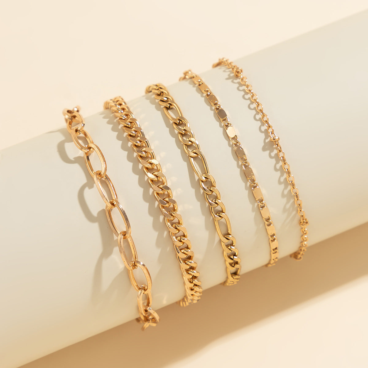 Simple Twin Cross Chain Bracelet for Women – Gold Electroplated Metal, Geometric Style, Personality Jewellery