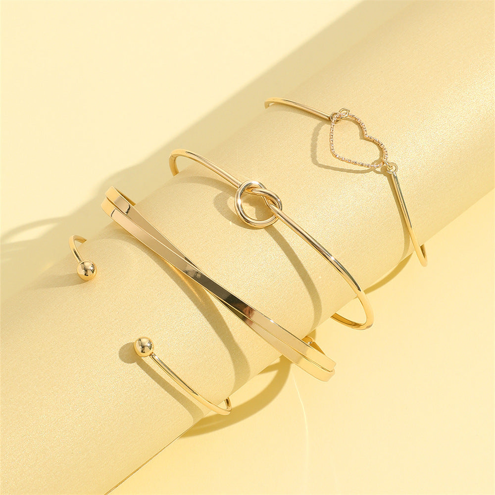 Vintage Gold Crystal Heart, Letter, Love Bracelet Set