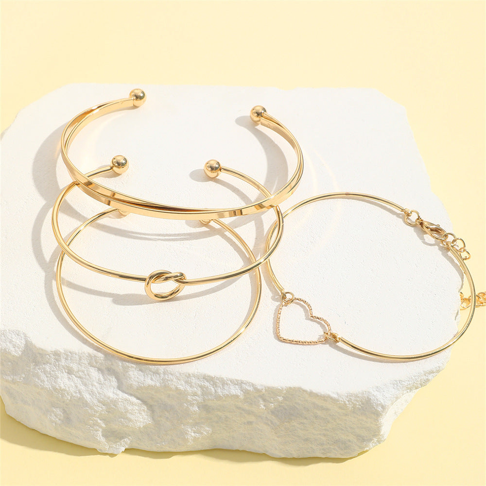 Vintage Gold Crystal Heart, Letter, Love Bracelet Set