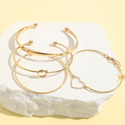 Vintage Gold Crystal Heart, Letter, Love Bracelet Set