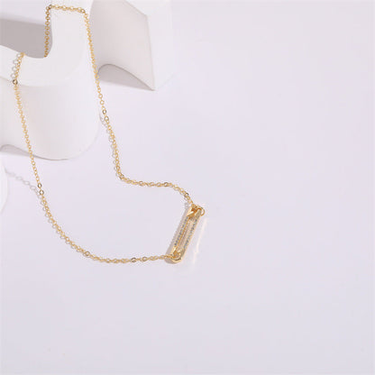 Safety Pin Zircon Pendant Necklace