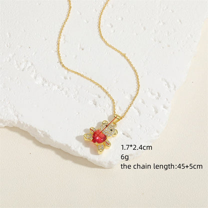 Bear Love Zircon Gem Necklace