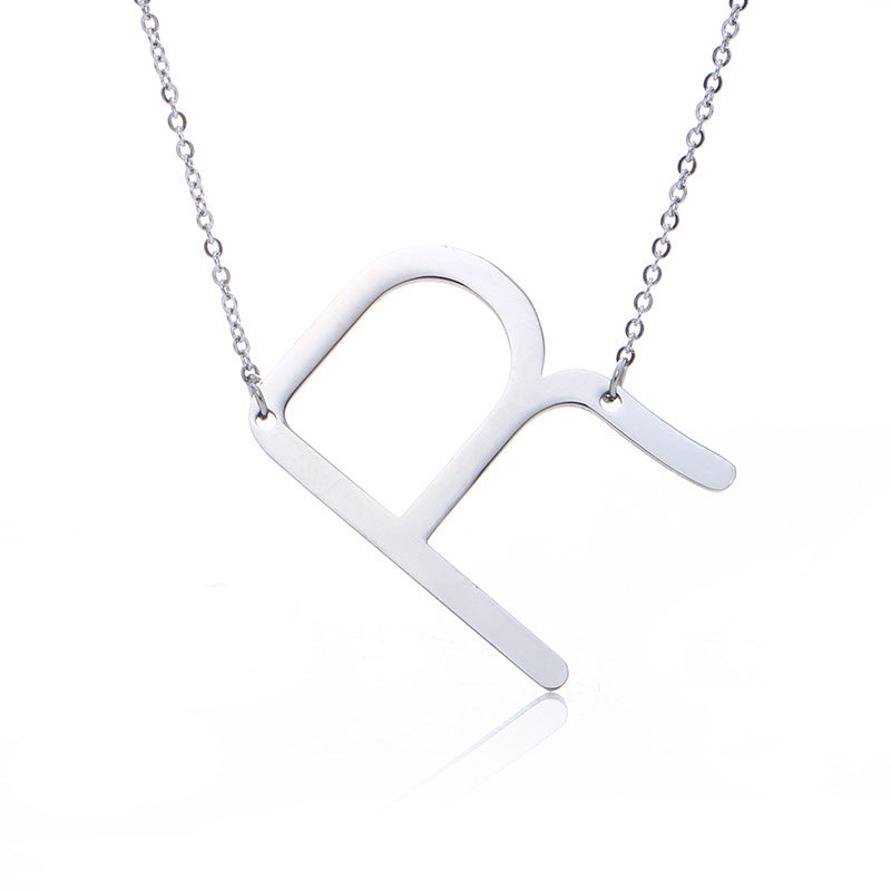Big Initial Letter Pendant Necklace, Gold Silver, and Rose Gold