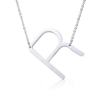 Big Initial Letter Pendant Necklace, Gold Silver, and Rose Gold