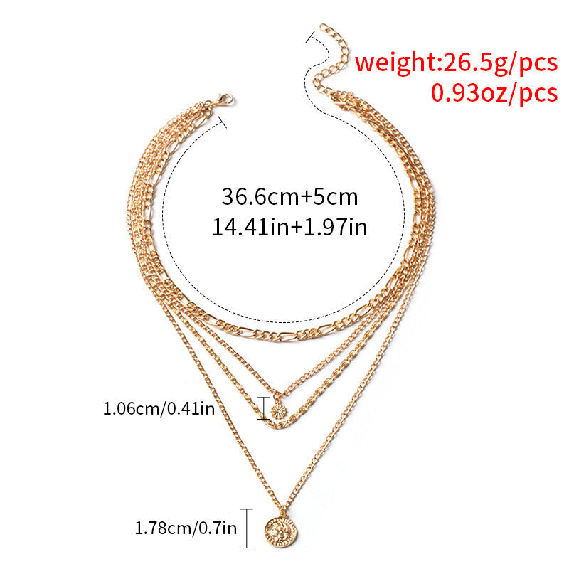 Multi-Layered Coin Chunky Gold Necklace