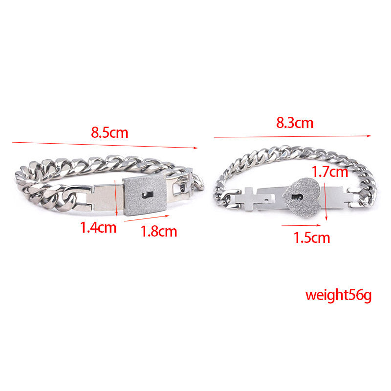 Couple Love Lock Bracelet & Key Necklace Set