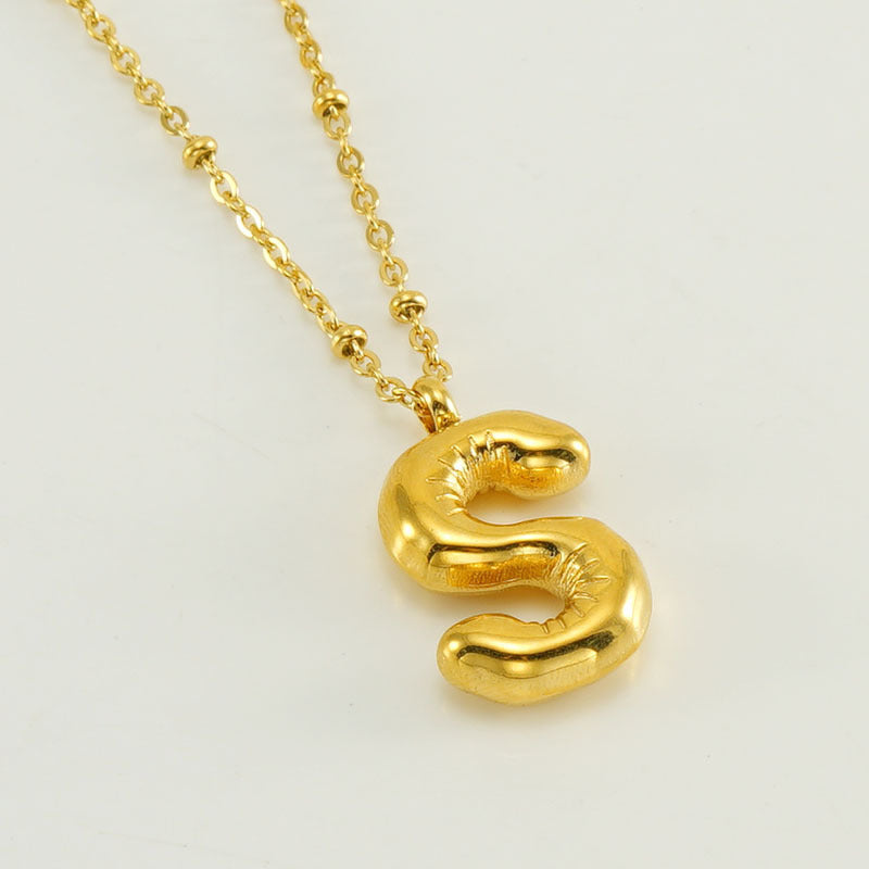 Bubble Letter Pendant Necklace A-Z