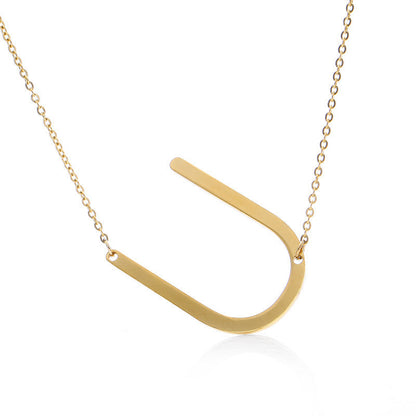 Big Initial Letter Pendant Necklace, Gold Silver, and Rose Gold