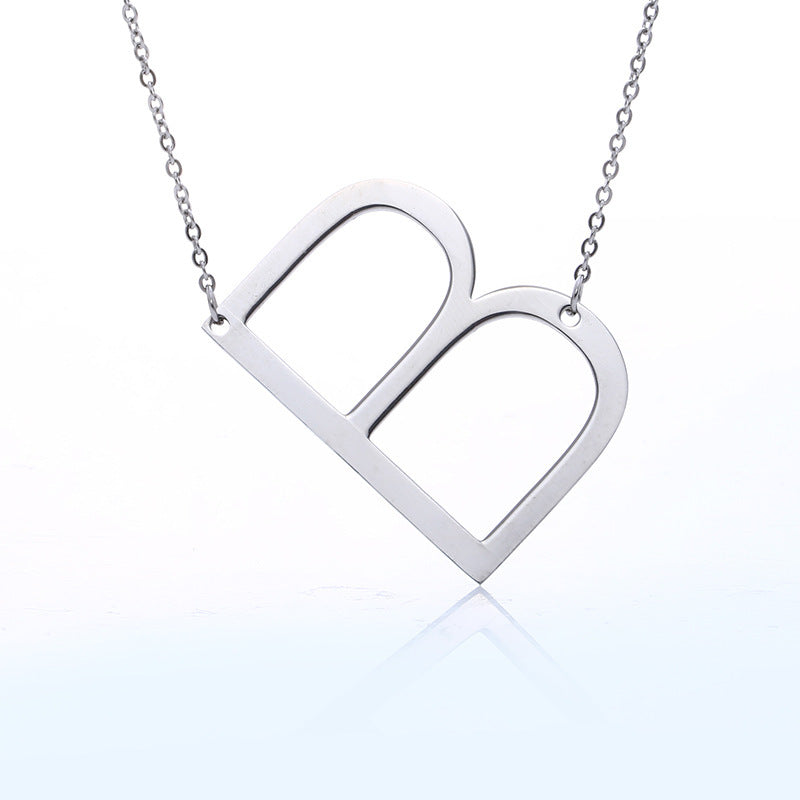 Big Initial Letter Pendant Necklace, Gold Silver, and Rose Gold