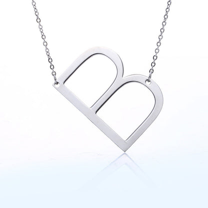 Big Initial Letter Pendant Necklace, Gold Silver, and Rose Gold