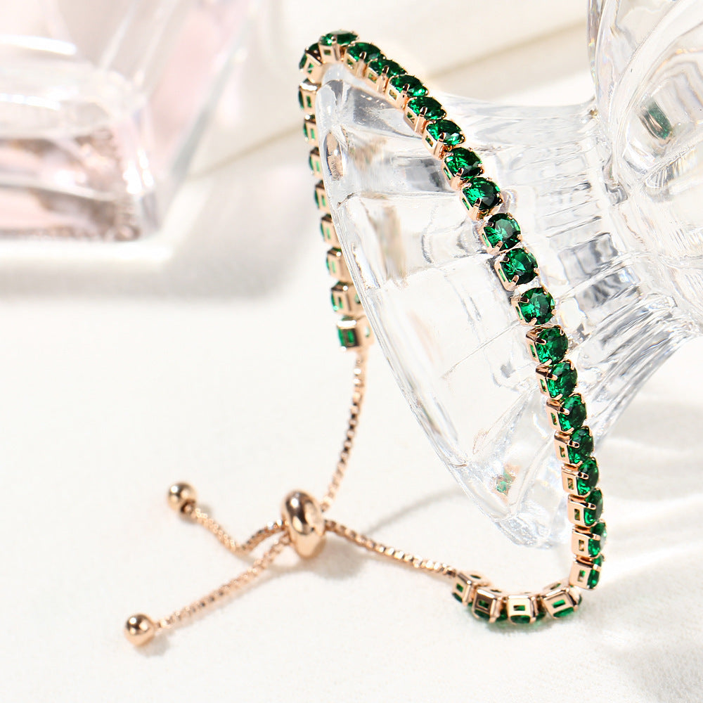 Gold Push Pull Zircon Bracelet