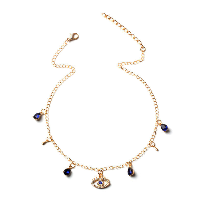 Gold Plated Blue Eye Crystal Necklace