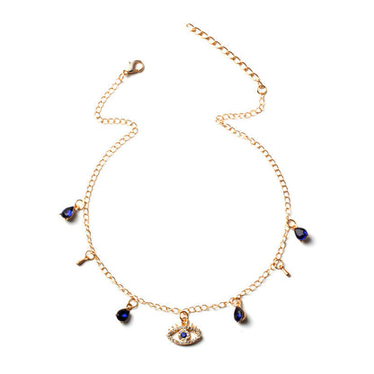 Gold Plated Blue Eye Crystal Necklace