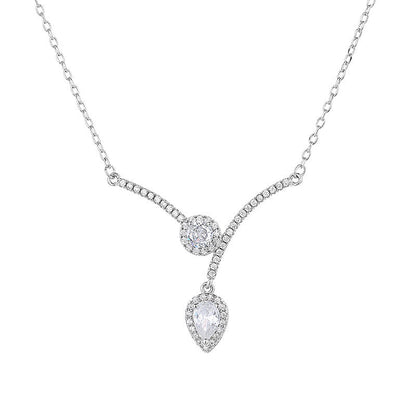 Micro Inlaid Zircon Water Drop V-shaped Necklace