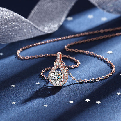 Silver Moissanite Water Drop Pendant Necklace