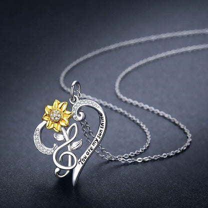 Sunflower Heart-Shaped Pendant