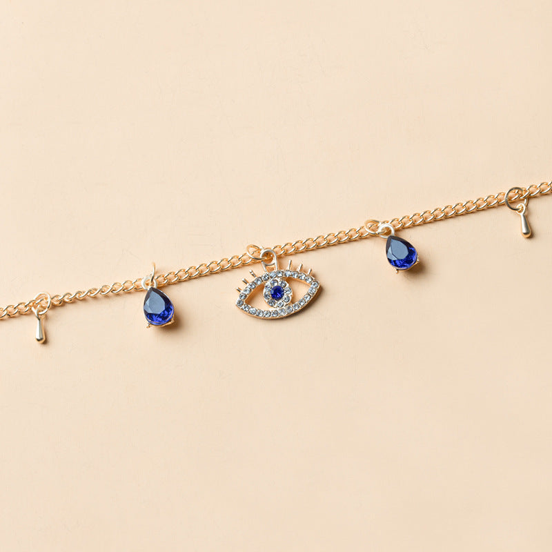 Gold Plated Blue Eye Crystal Necklace