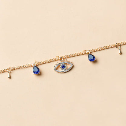 Gold Plated Blue Eye Crystal Necklace