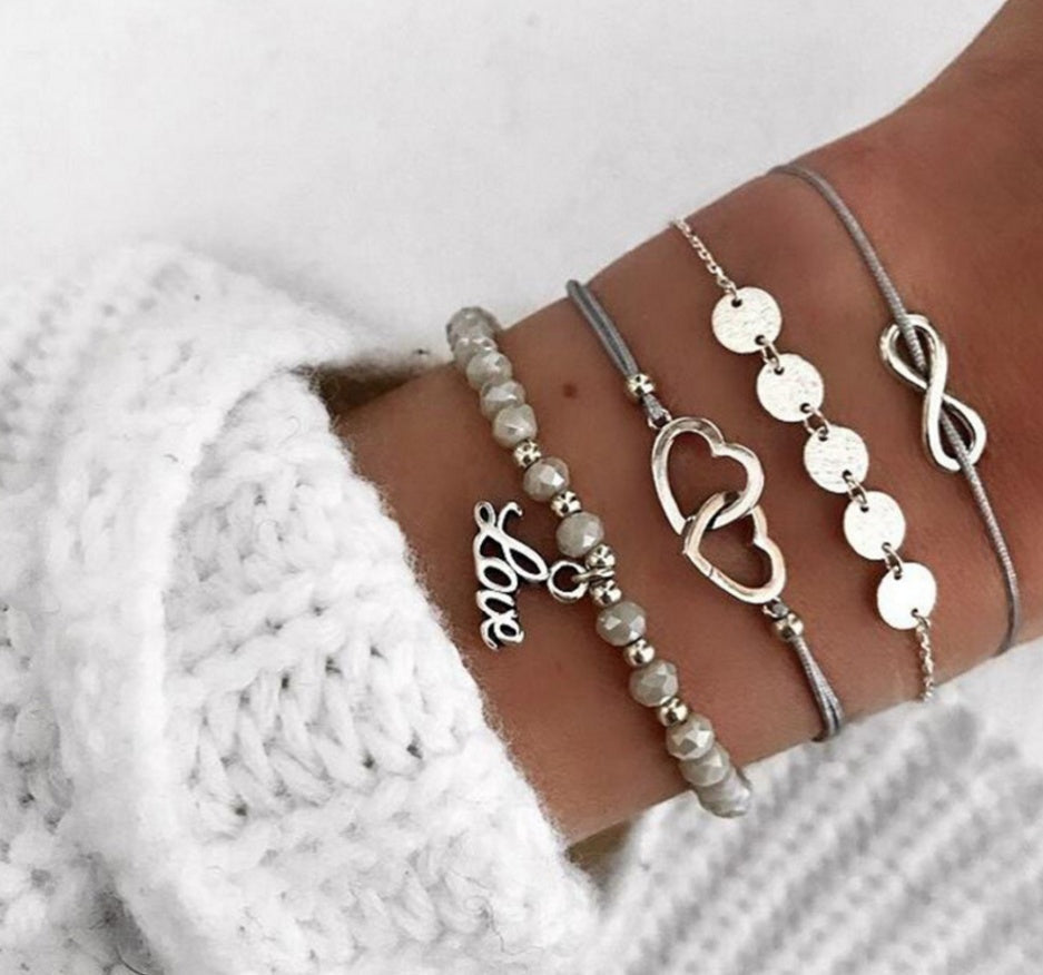 5pcs Heart Infinity Love Jewellery Bracelet Set