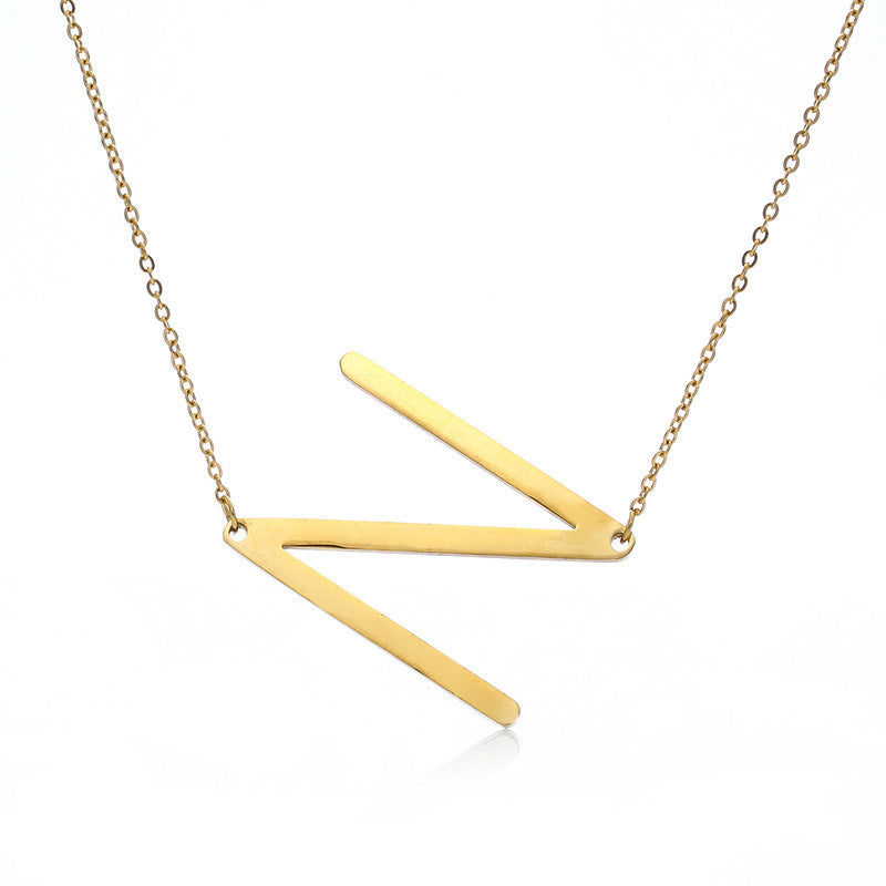 Big Initial Letter Pendant Necklace, Gold Silver, and Rose Gold