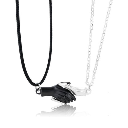 Holding Hands Couple Necklace, 2Pc Set
