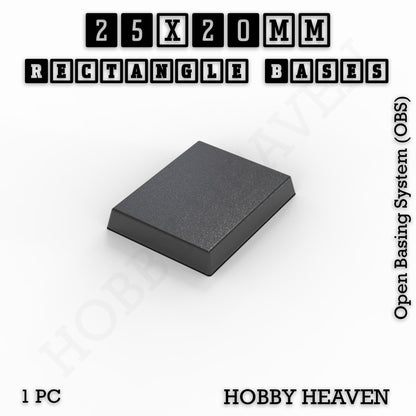 Rectangle Bases Range Sizes - 20x15mm to 75x25mm Small Sizes 3d Print Full Range Tabletop Games