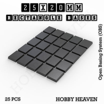 Rectangle Bases Range Sizes - 20x15mm to 75x25mm Small Sizes 3d Print Full Range Tabletop Games