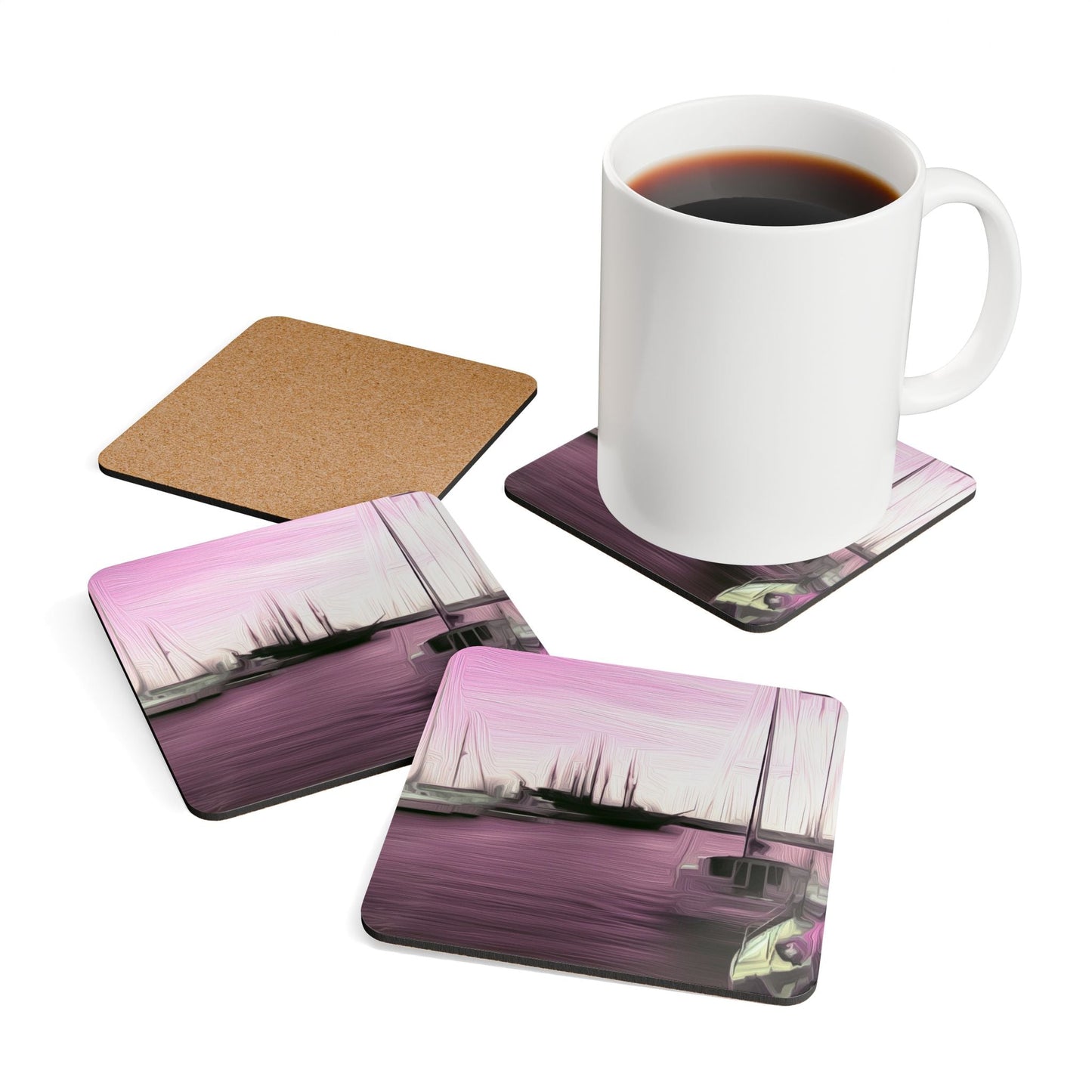 The Sleeping Yachts (at Evening) - Coaster Set