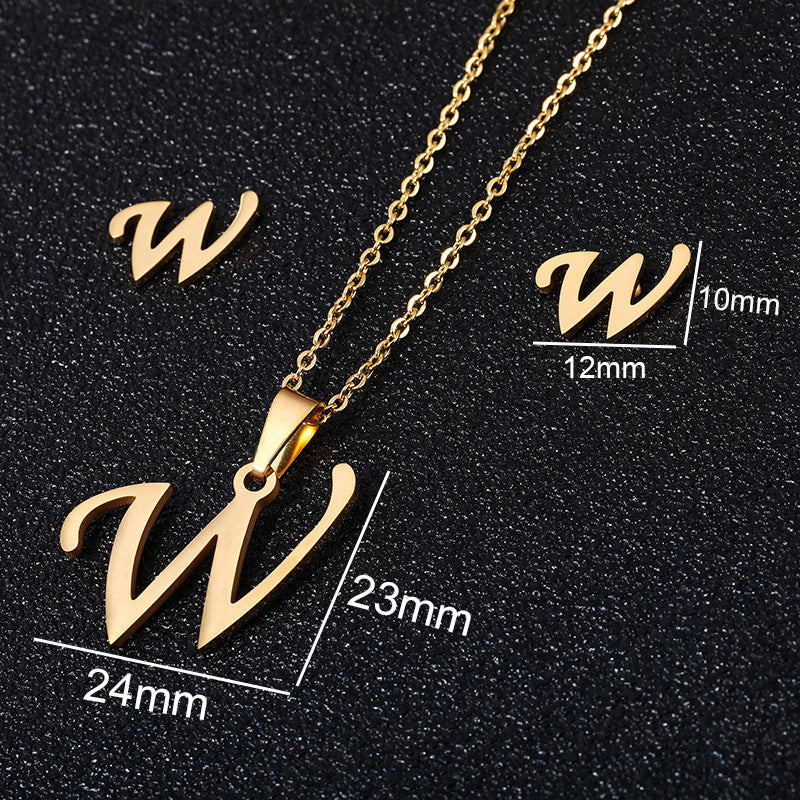 Stainless Steel Alphabet Necklace, 26 Initial Letters A–Z