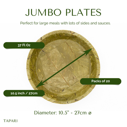 Extra Large Disposable Leaf Plates - 27cm / 10.5 inch diameter
