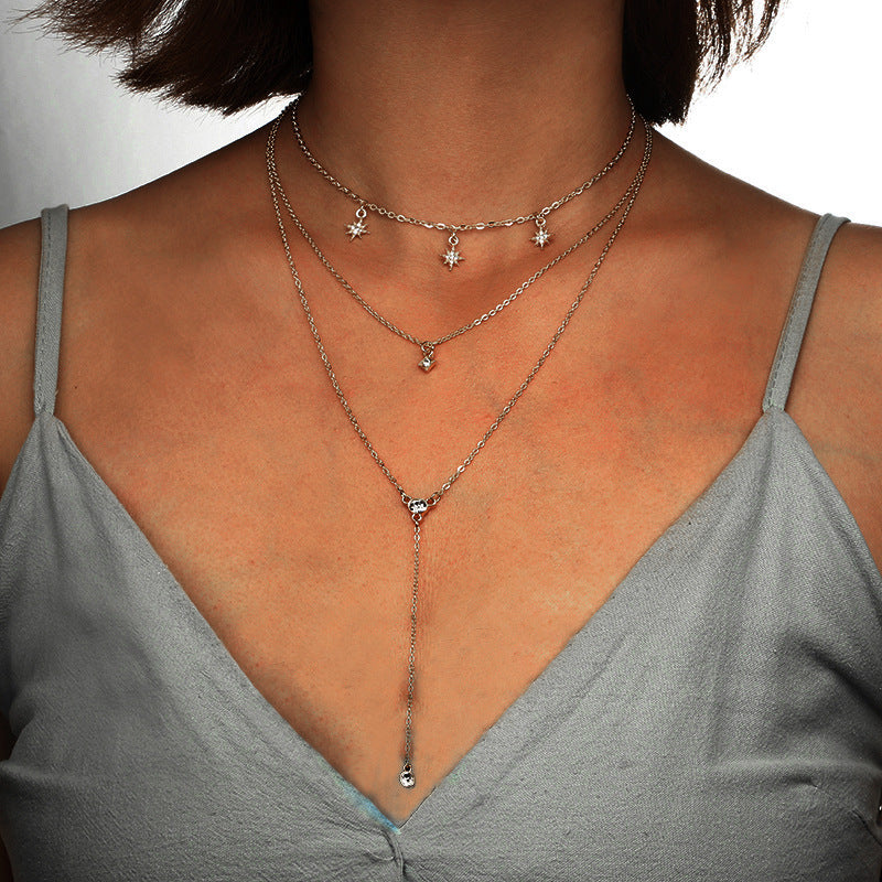Moon and Star Multilayer Necklace Set