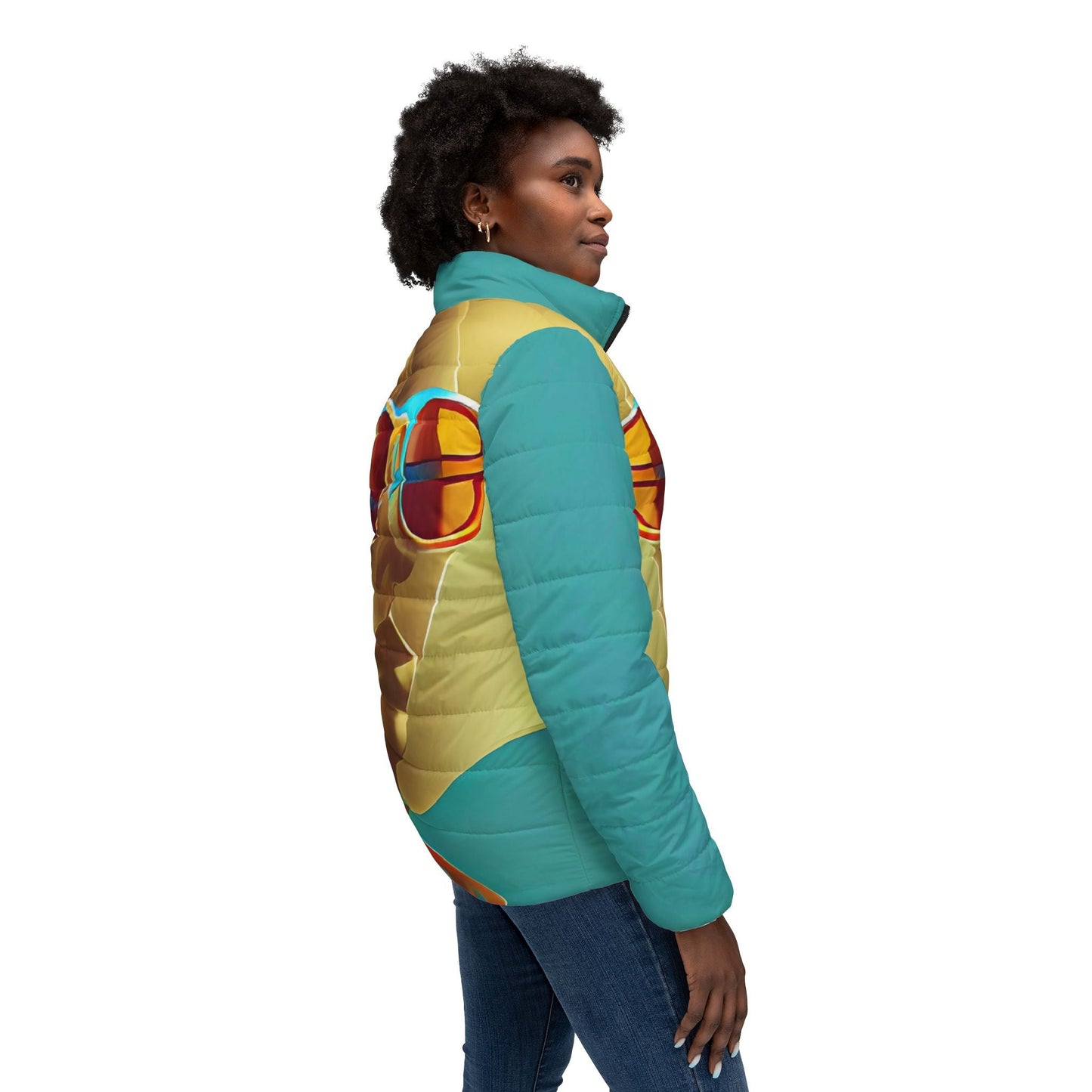 Retro Cool Blue - Womens Puffer Jacket